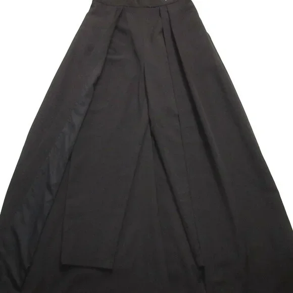 NWT Kay Unger Avery Ashlyn in Black Stretch Crepe Walk Through Maxi Jumpsuit 8 - Picture 7 of 12